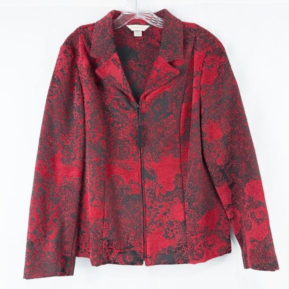 Chenille‎ Jacquard Floral Tapestry Full Zip Jacket Womens Large Artsy Whimsigoth